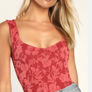 Free People Clean Lines Bodysuit-Orange